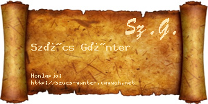 Szűcs Günter névjegykártya